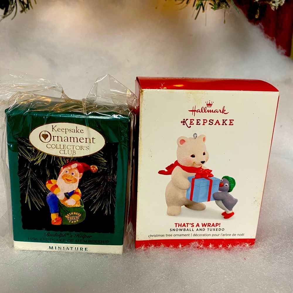 (2) Hallmark Ornaments • Thats a Wrap & Rudolph’s